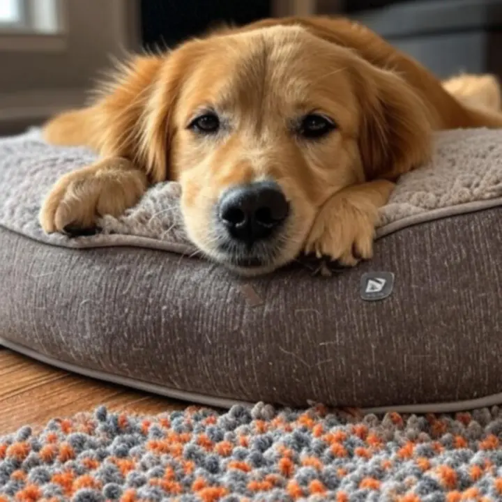 Zadowolony pies z nowym legowiskiem