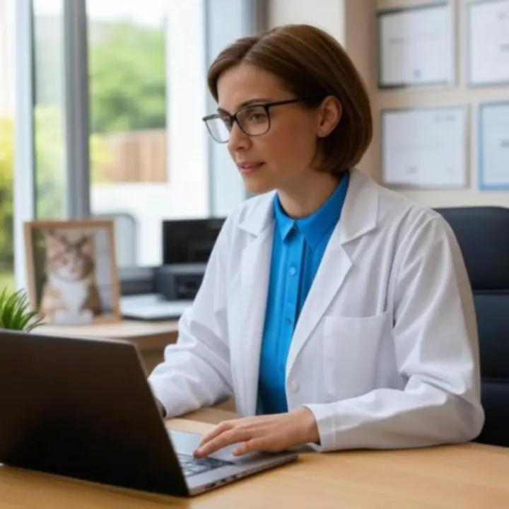 Lekarz weterynarii odpowiadający na pytania opiekuna