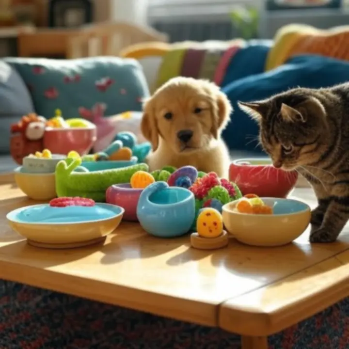 Nowe produkty dla zwierząt prezentowane na stole